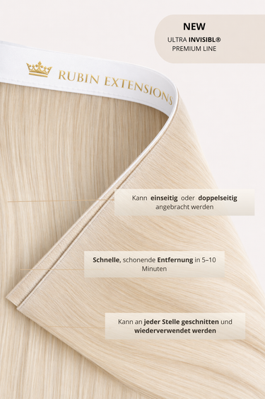 Length overview graphic for Platinum Blonde Genius Wefts, 25 to 55 cm – Rubin Extensions®