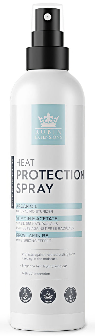 Heat and UV protection spray, 200 ml, protects human hair extensions from styling heat and sun – Rubin Extensions®