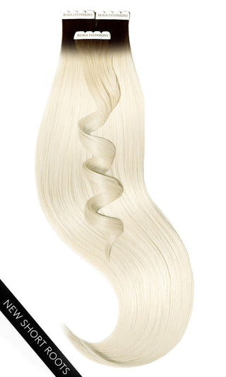 TAPE-IN EXTENSIONS INVISIBLE Schwarz-Braun & Platinblond.