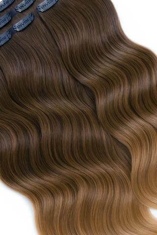 CLIP-IN EXTENSIONS LUXURY  Schoko-Dunkelbraun & Hellbraun-Karamell