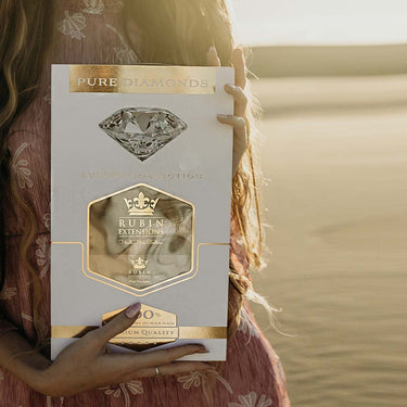Diamond Line gift packaging for clip-in extensions in Dirty Blonde – Rubin Extensions®