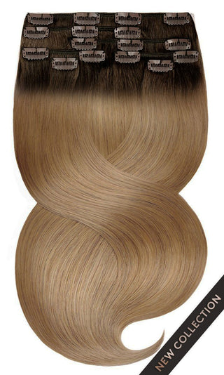 CLIP-IN EXTENSIONS LUXURY  Schoko-Dunkelbraun & Hellbraun-Karamell.
