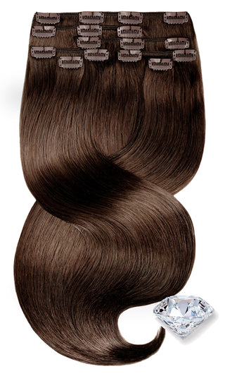 Clip-in Extensions Diamond Line Kastanien-Dunkelbraun.