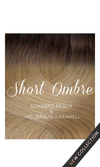 CLIP-IN EXTENSIONS LUXURY  Schort Roots Schwarz-Braun & Hellbraun-Karamell.