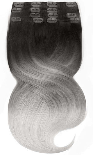 CLIP-IN EXTENSIONS LUXURY  OMBRÉ BALAYAGE Schwarz & Silberblond.