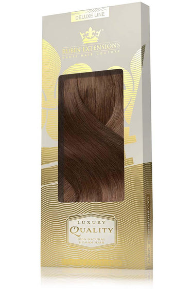 Gift packaging for Chestnut Dark Brown clip-in extensions, Deluxe Line – Rubin Extensions®