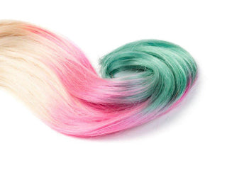 OMBRÉ LINE Hellblond & Pink & Grün.