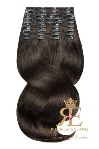 Clip-In Echthaar LUXURY QUALITÄT Extensions  Schwarz-Braun Deluxe Line.