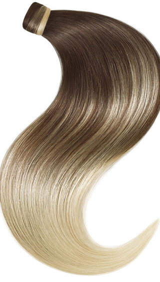 PONYTAIL LUXURY EXTENSIONS Sombre Schoko-Dunkelbraun & Platinblond.