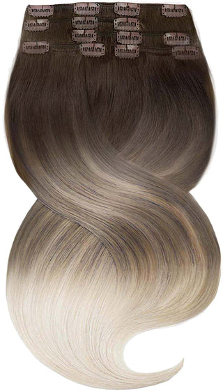 CLIP-IN EXTENSIONS LUXURY  SOMBRÉ BALAYAGE Schoko-Dunkelbraun & Hellblond.