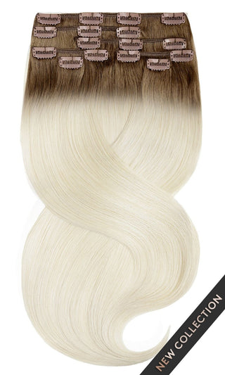 CLIP-IN EXTENSIONS LUXURY  KURZER-ANSATZ FASHION LINE Natur-Goldbraun & Hellblond.