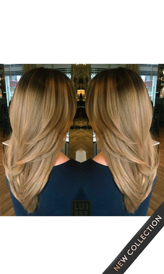 CLIP-IN EXTENSIONS LUXURY  Schort Roots Schwarz-Braun & Hellbraun-Karamell.