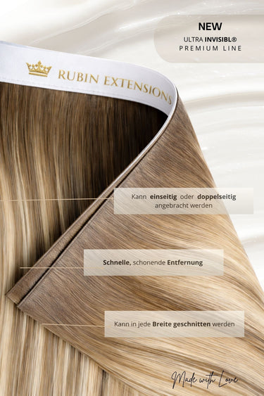 Length overview for Golden Blonde Genius Wefts with application options, 25–55 cm – Rubin Extensions®