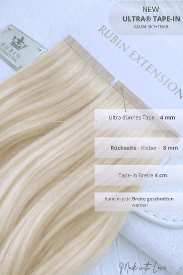 Set of short root tape-in extensions in Black & Silver Blonde, 100% human hair – Rubin Extensions®