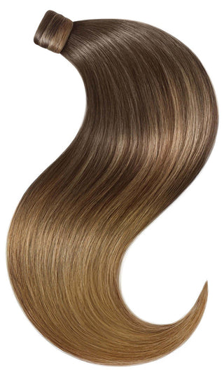 PONYTAIL LUXURY EXTENSIONS Sombre Schoko-Dunkelbraun & Hellbraunkaramell.