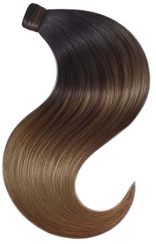 PONYTAIL LUXURY EXTENSIONS Sombre Schwarz & Schoko-Dunkelbraun.