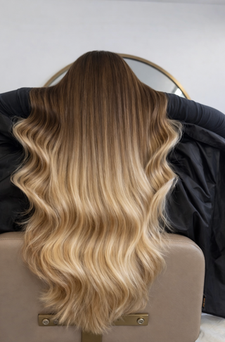 CLIP-IN EXTENSIONS LUXURY SOMBRE BALAYAGE Chocolate Dark Brown & Platinum Blonde