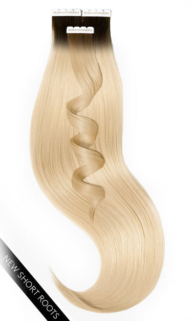 Invisible Line tape-in extensions in Chocolate Dark Brown & Honey Blonde, Remy human hair – Rubin Extensions®