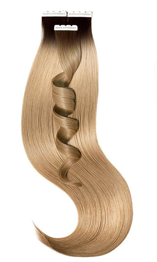 TAPE-IN EXTENSIONS ECHTHAAR, Kurzer Ansatz , Schoko-Dunkelbraun & Hellbraun-Karamell.