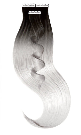 TAPE-IN EXTENSIONS SOMBRÉ-BALAYAGES, Jet Black & Metallic Silver Blonde