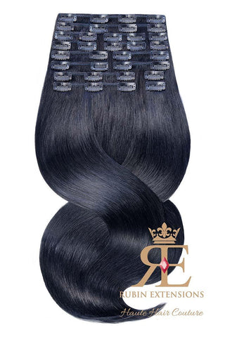 Clip-In Echthaar LUXURY QUALITÄT Extensions Schwarz Deluxe Line.