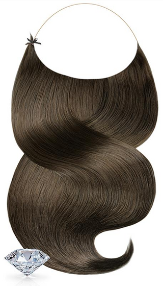 Flip-in Halo Hair Extensions PURE DIAMONDS LINE Chocolate Roast Brown